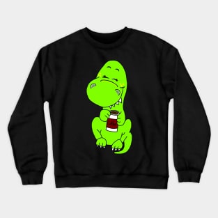 Happy Caffeinated Dinosaur Crewneck Sweatshirt